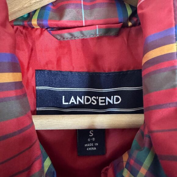 Lands' End Red Plaid Puffer Vest - Picture 5 of 10